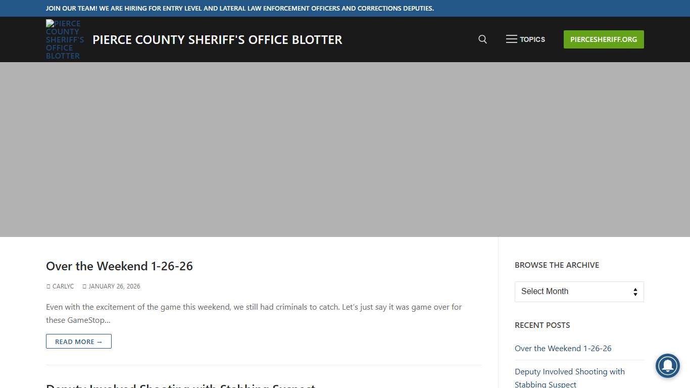 Pierce County Sheriff's Office Blotter - Pierce County Sheriff's Office blotter